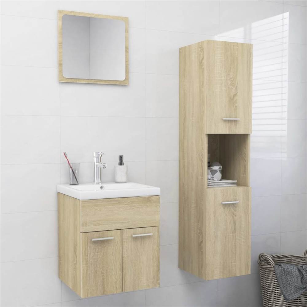

Bathroom Furniture Set Sonoma Oak Chipboard