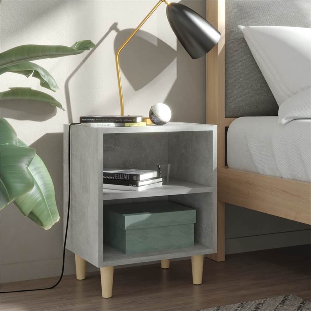 

Bed Cabinets with Solid Wood Leg 2 pcs Concrete Grey 40x30x50cm