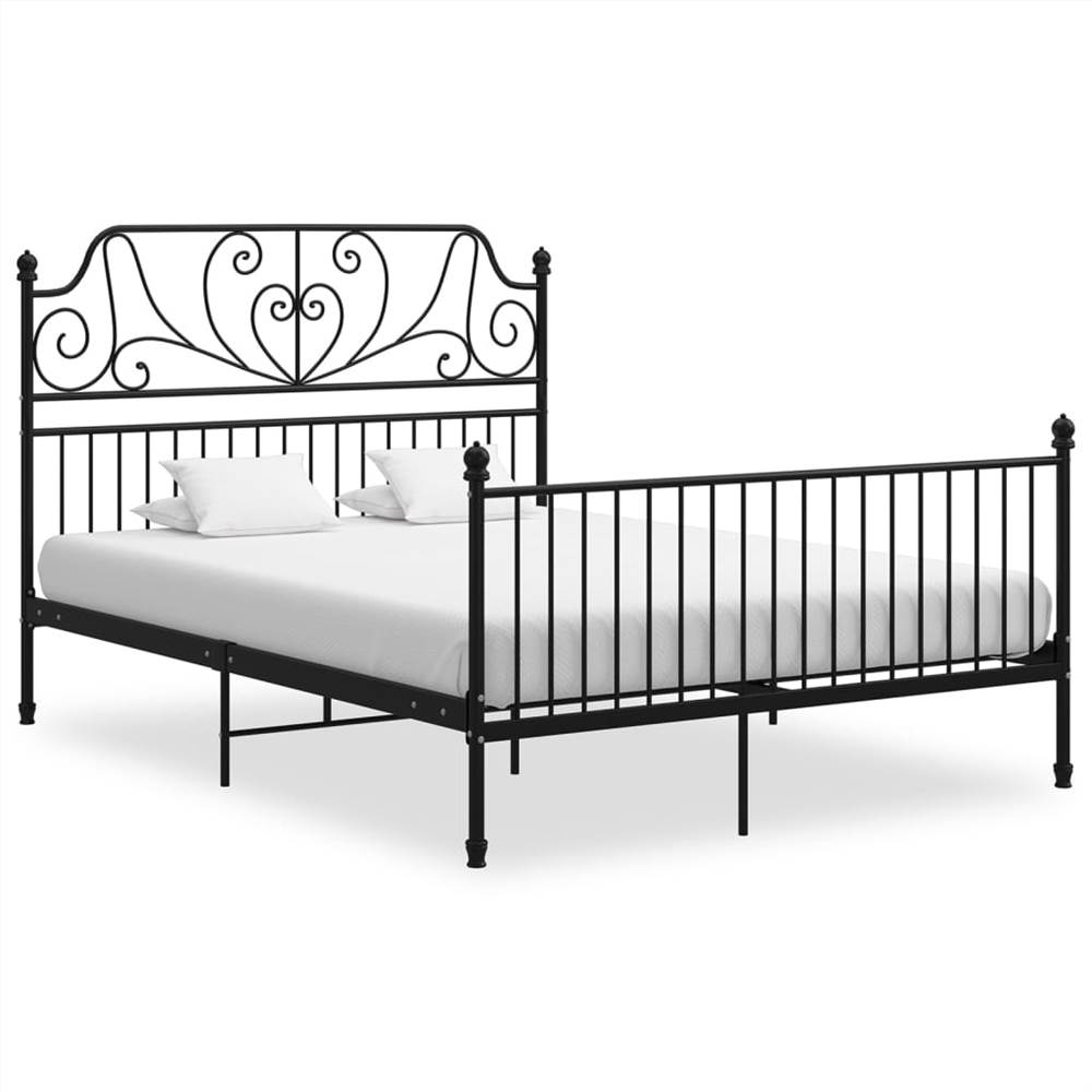 

Bed Frame Black Metal and Plywood 140x200 cm