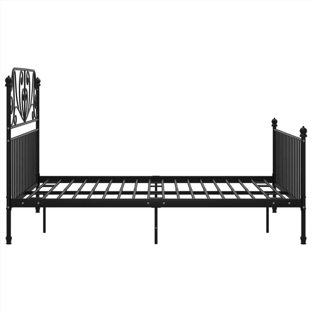 Bed Frame Black Metal and Plywood 140x200 cm