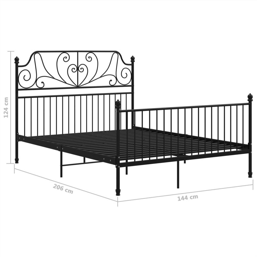 Bed Frame Black Metal and Plywood 140x200 cm