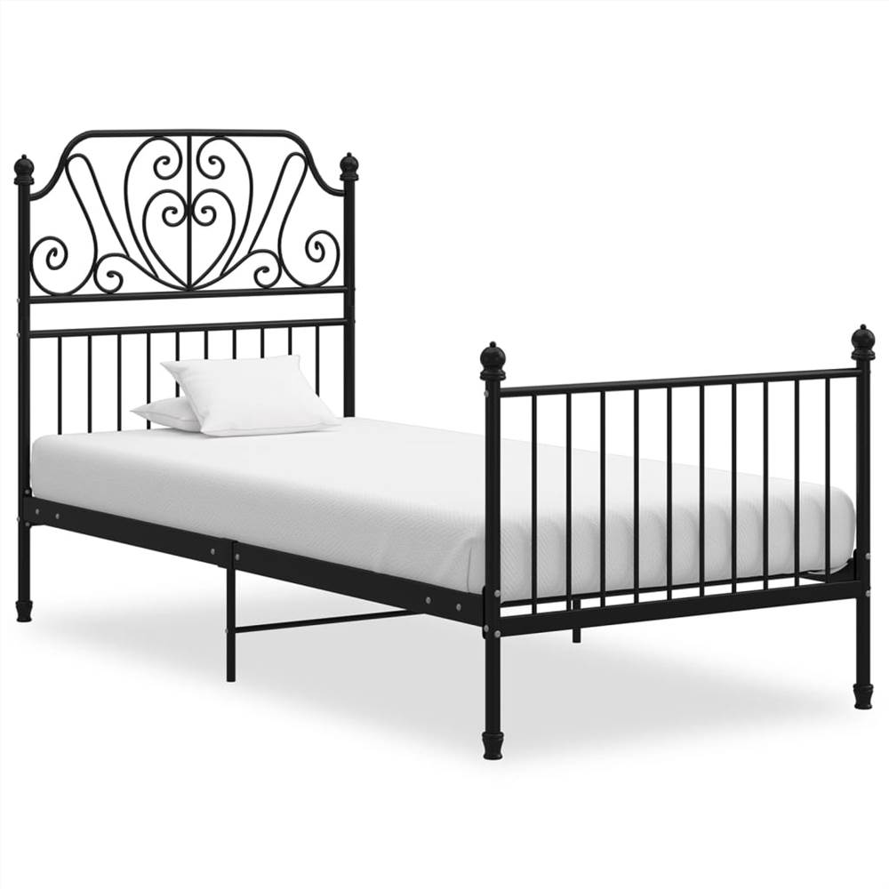 

Bed Frame Black Metal and Plywood 90x200 cm