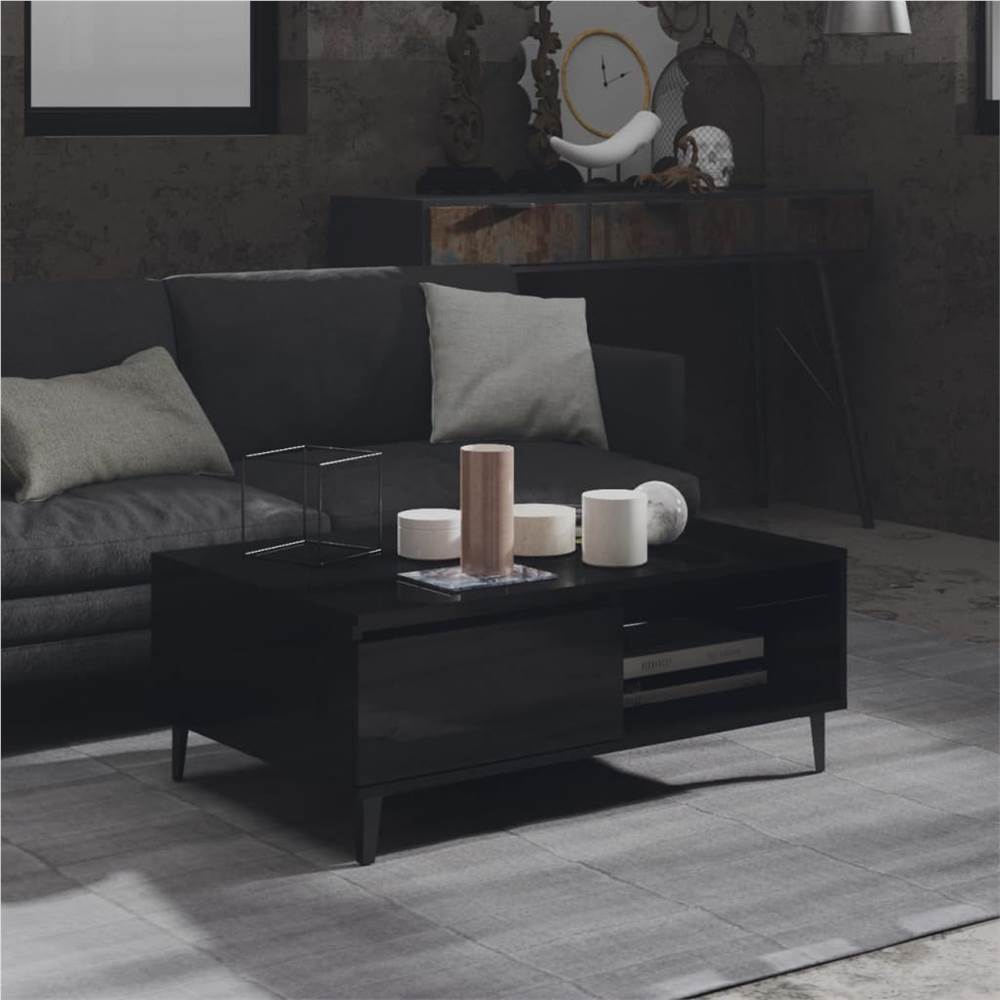 

Coffee Table High Gloss Black 90x60x35 cm Chipboard