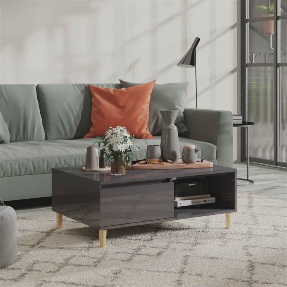 

Coffee Table High Gloss Grey 90x60x35 cm Chipboard