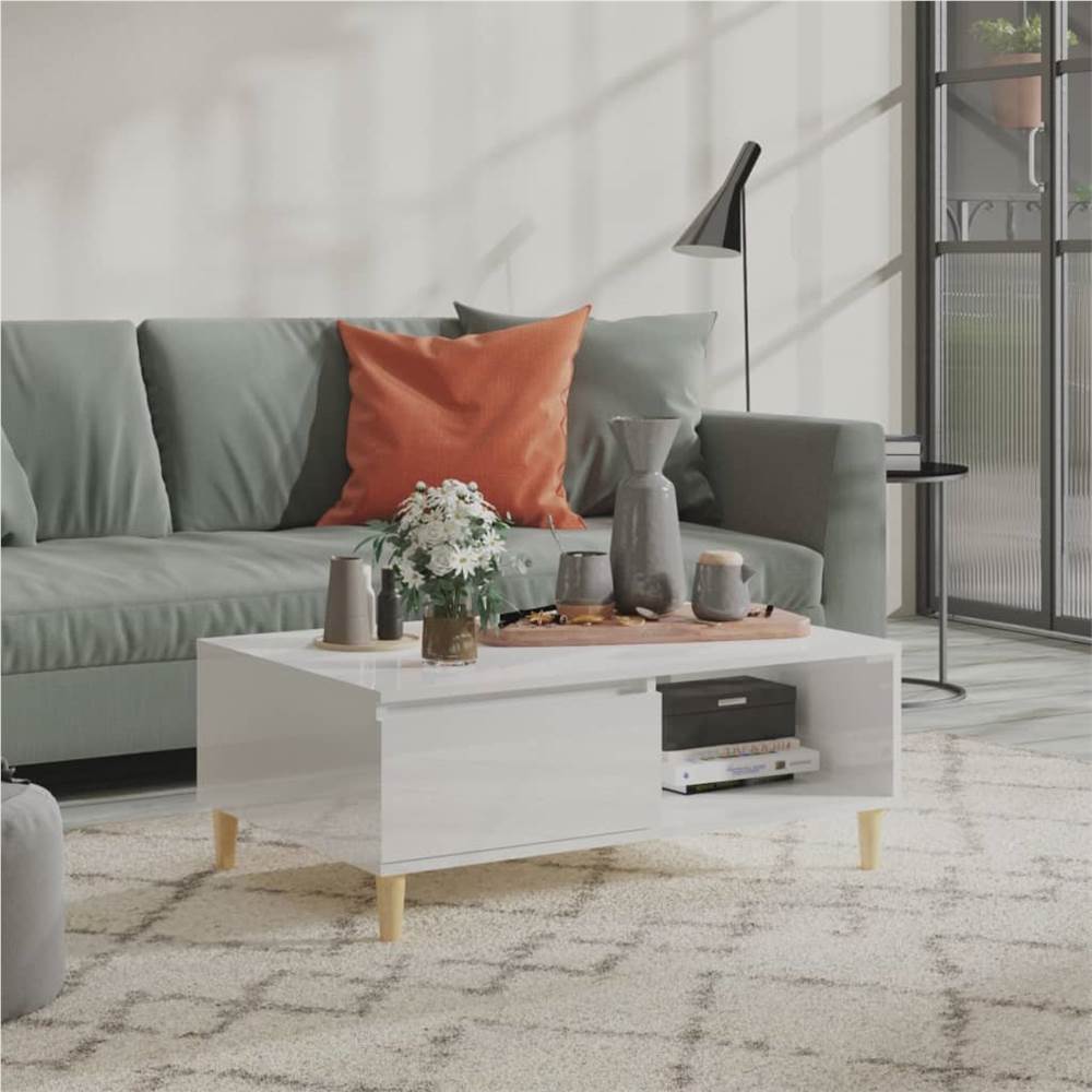 

Coffee Table High Gloss White 90x60x35 cm Chipboard