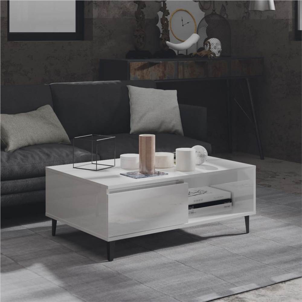 

Coffee Table High Gloss White 90x60x35 cm Chipboard