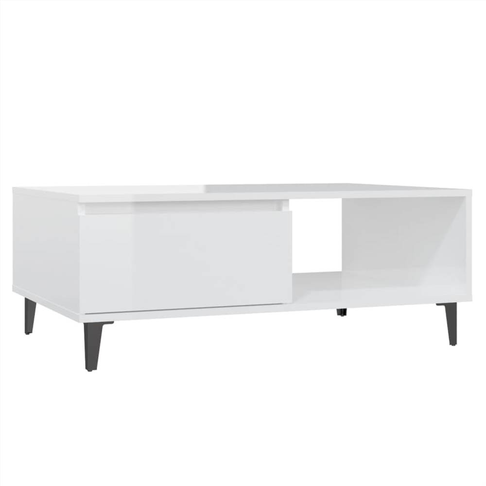 Coffee Table High Gloss White 90x60x35 cm Chipboard