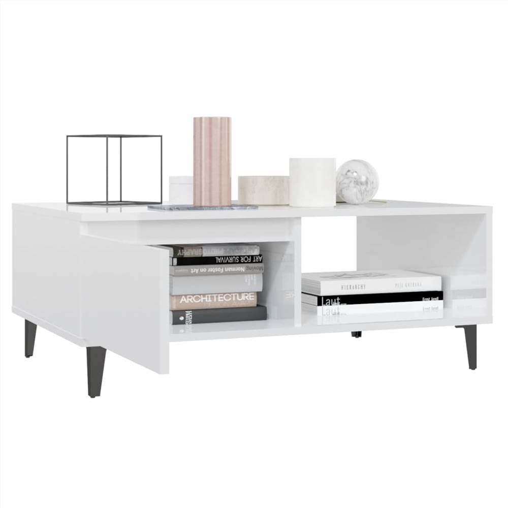 Coffee Table High Gloss White 90x60x35 cm Chipboard