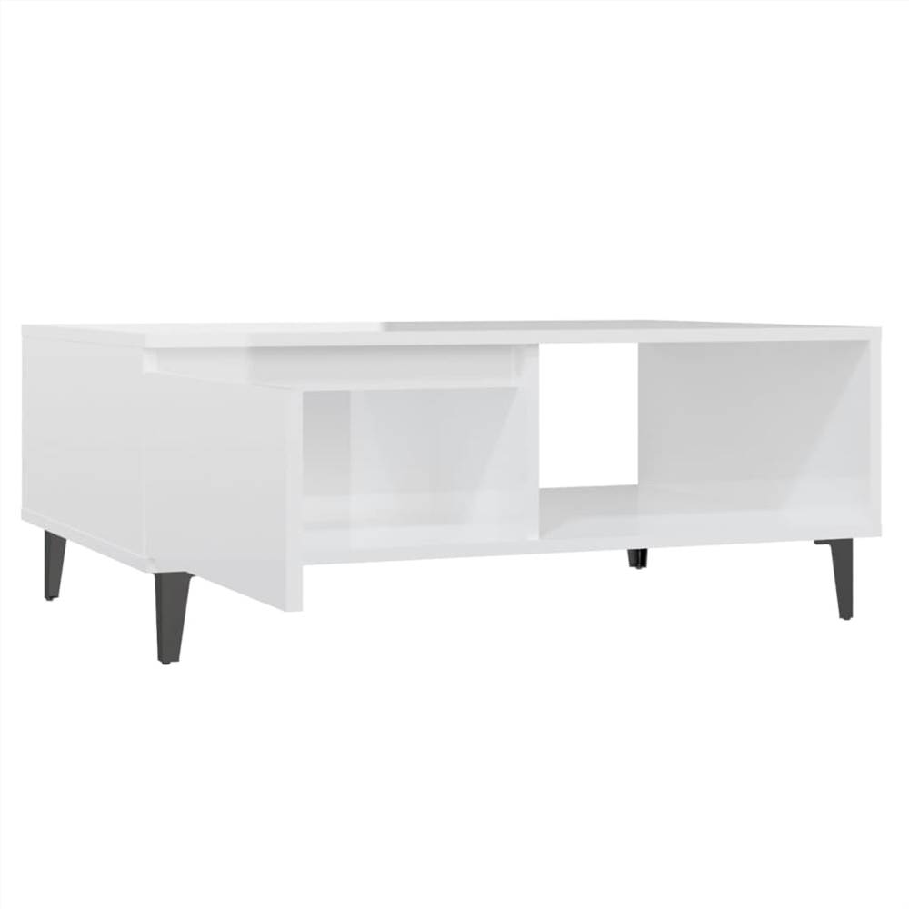 Coffee Table High Gloss White 90x60x35 cm Chipboard