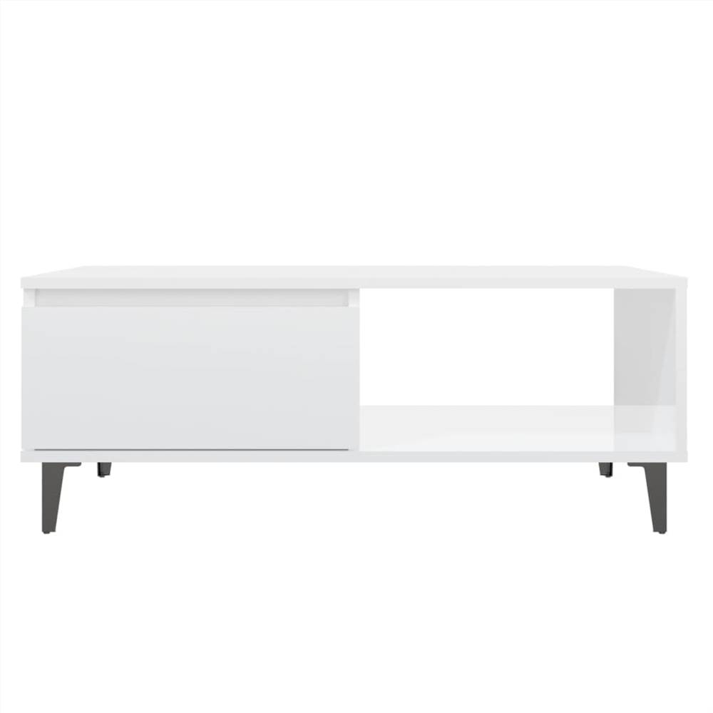 Coffee Table High Gloss White 90x60x35 cm Chipboard