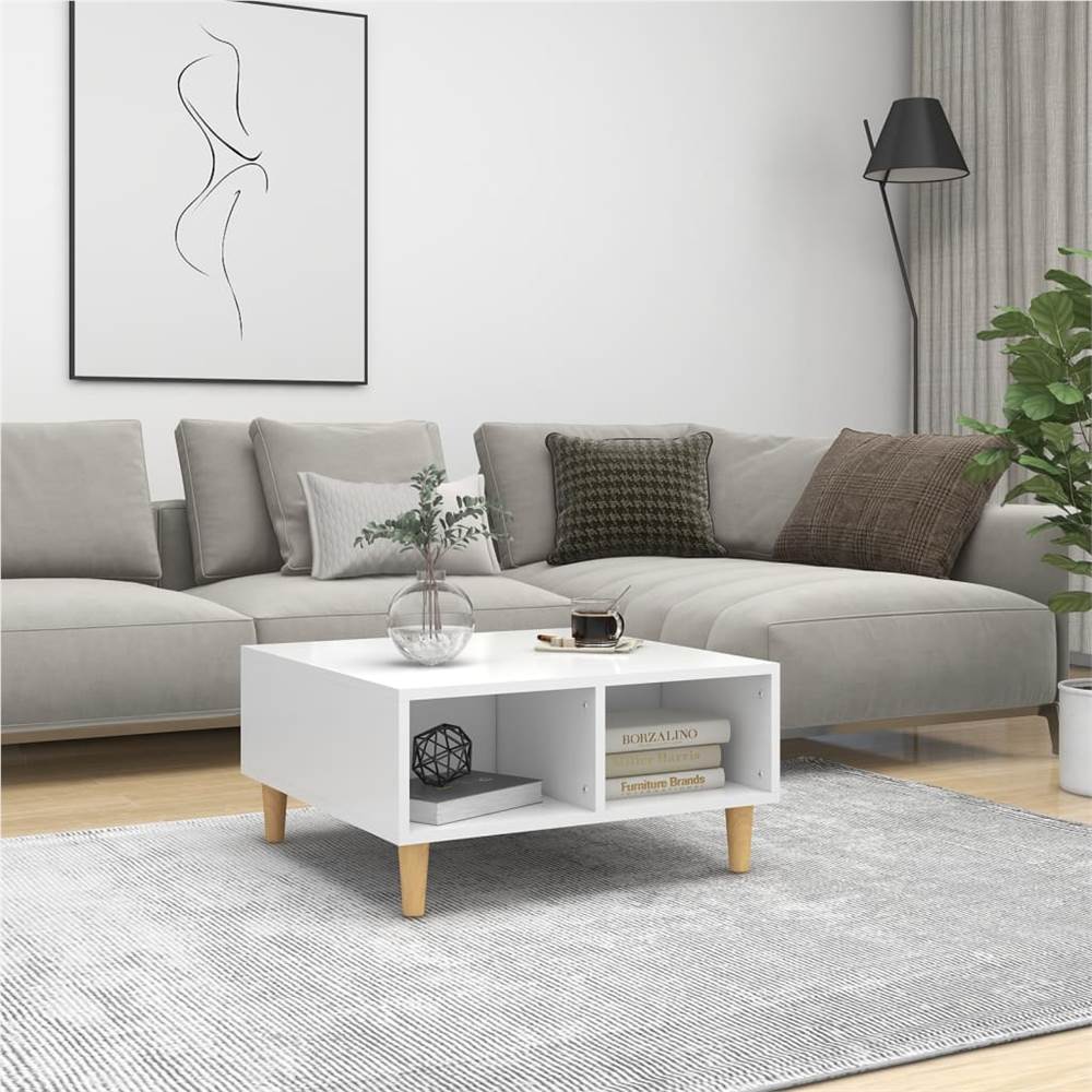 Sohvapöytä valkoinen 60x60x30 cm lastulevy