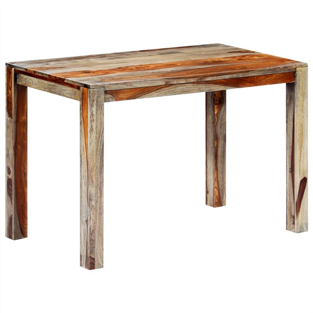 Dining Table Grey 118x60x76 cm Solid Sheesham Wood