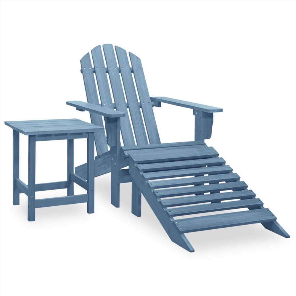 

Garden Adirondack Chair with Ottoman&Table Solid Fir Wood Blue