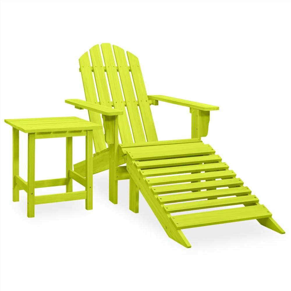 

Garden Adirondack Chair with Ottoman&Table Solid Fir Wood Green