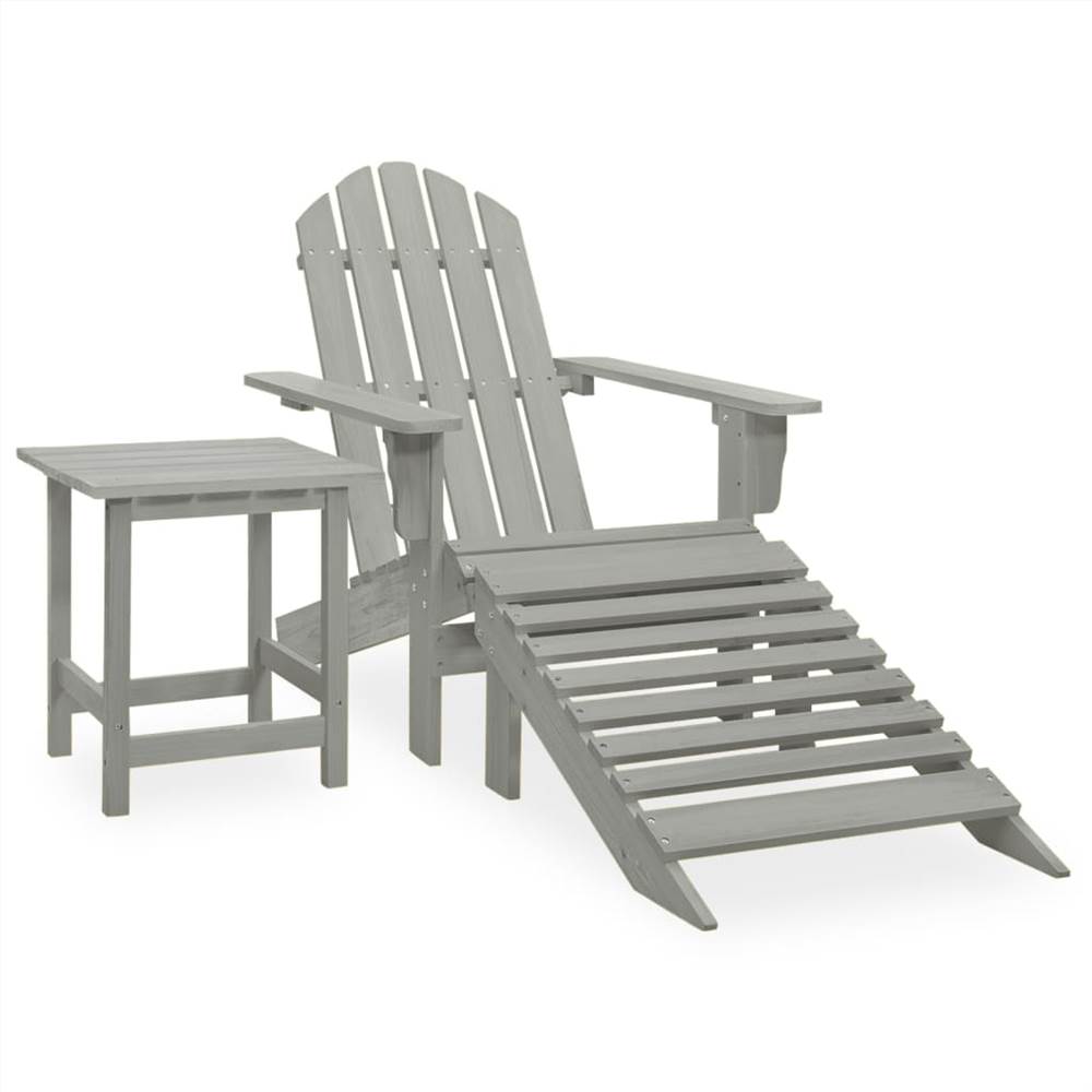 

Garden Adirondack Chair with Ottoman&Table Solid Fir Wood Grey