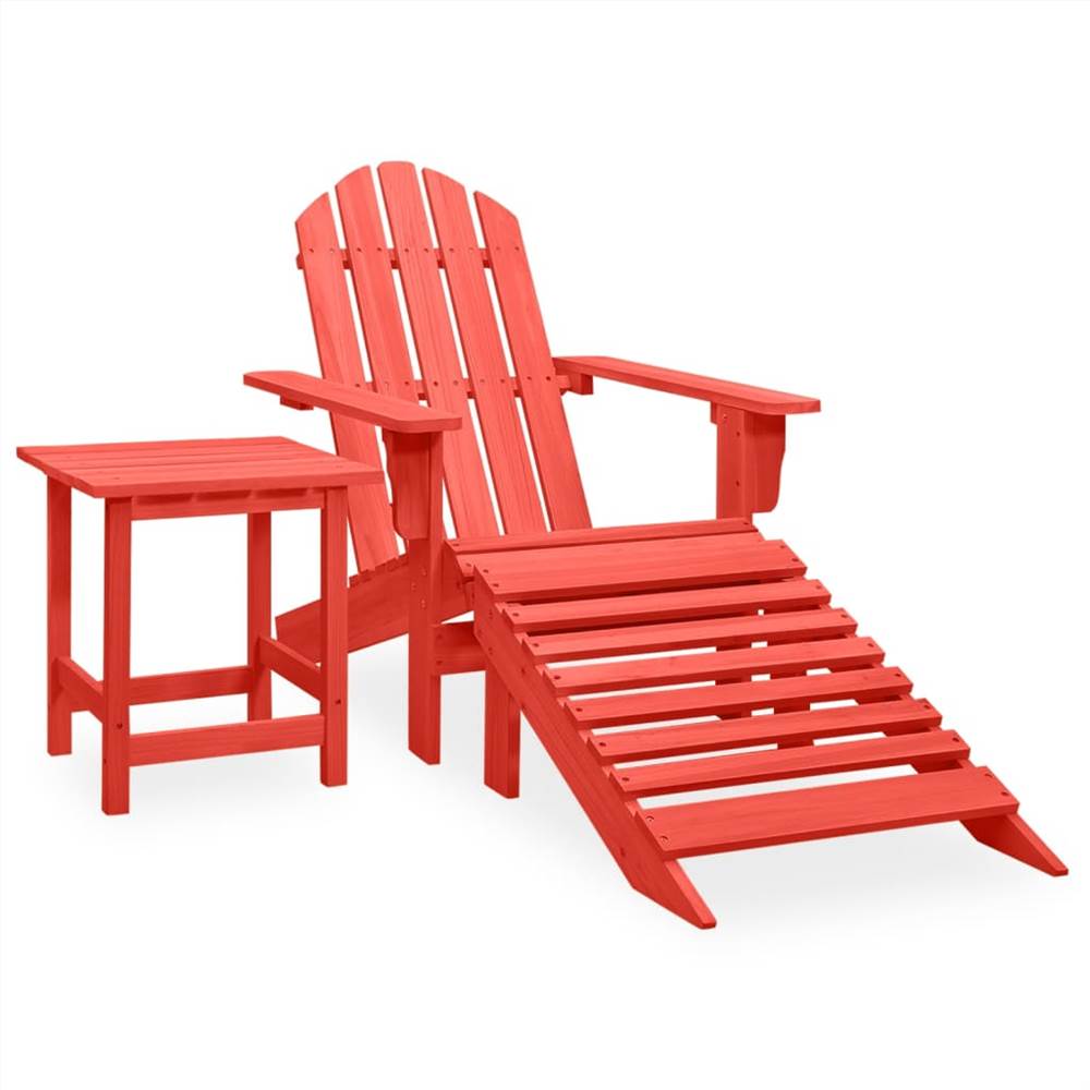 

Garden Adirondack Chair with Ottoman&Table Solid Fir Wood Red