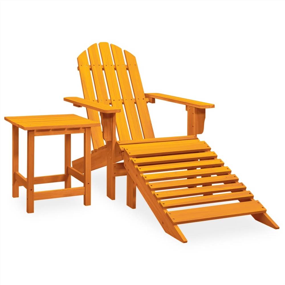 

Garden Adirondack Chair with Ottoman&Table Solid Firwood Orange