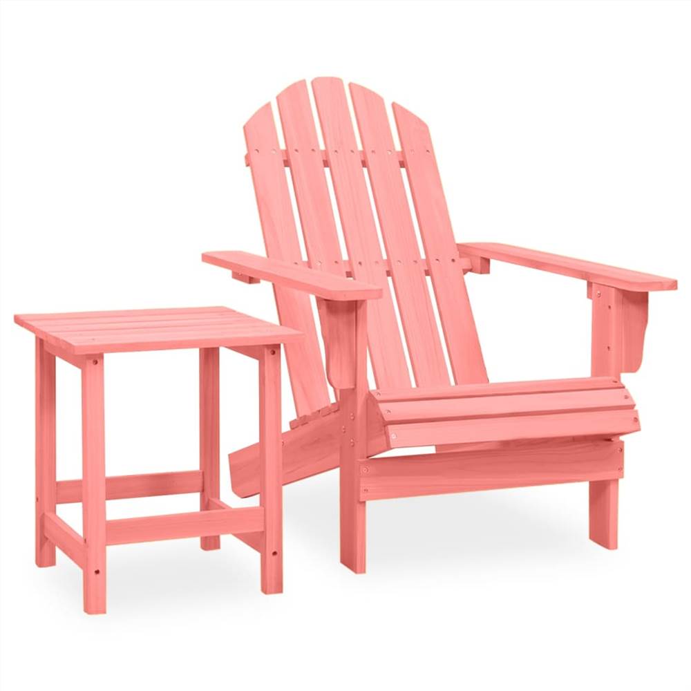 

Garden Adirondack Chair with Table Solid Fir Wood Pink