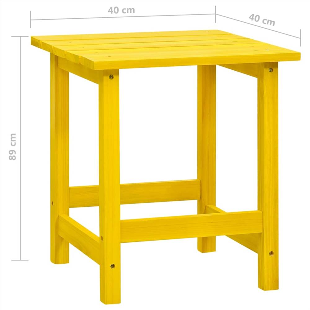 Garden Adirondack Chair with Table Solid Fir Wood Yellow