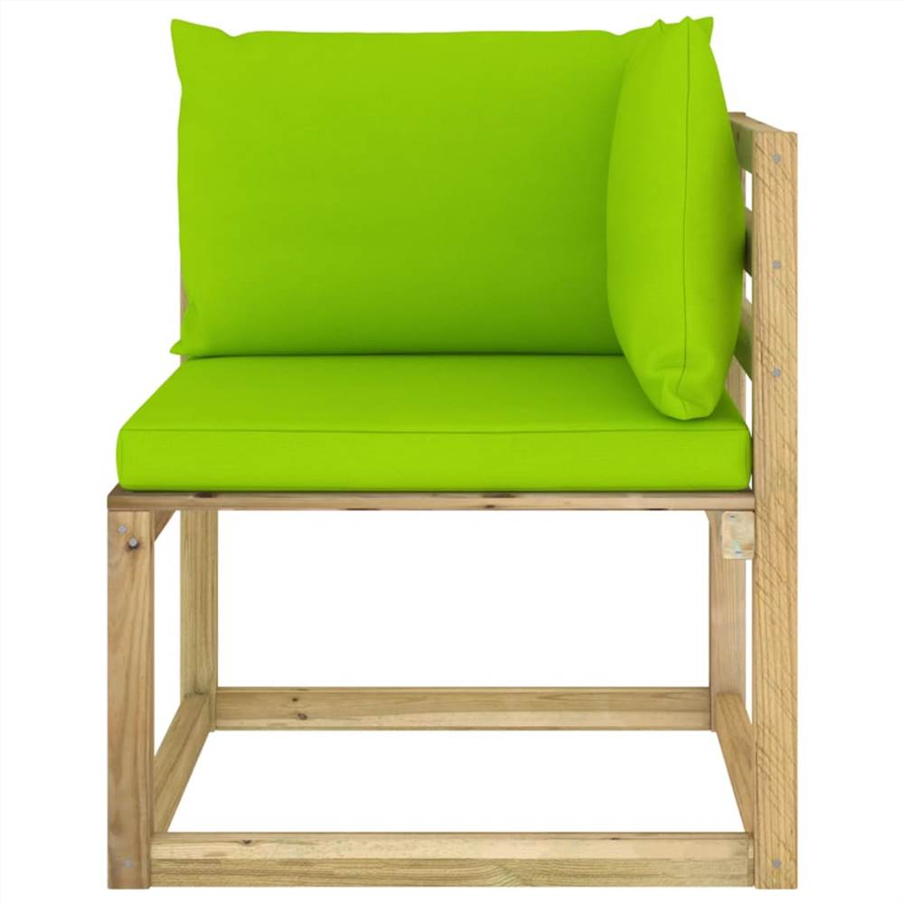 Garden Corner Sofa with Cushions Green Impregnated Pinewood