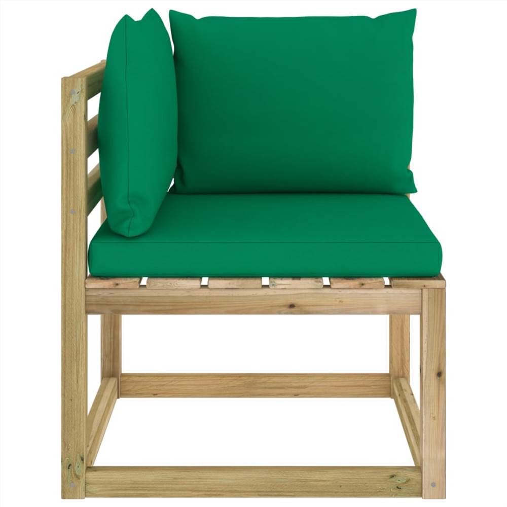 

Garden Corner Sofa with Cushions Green Impregnated Pinewood