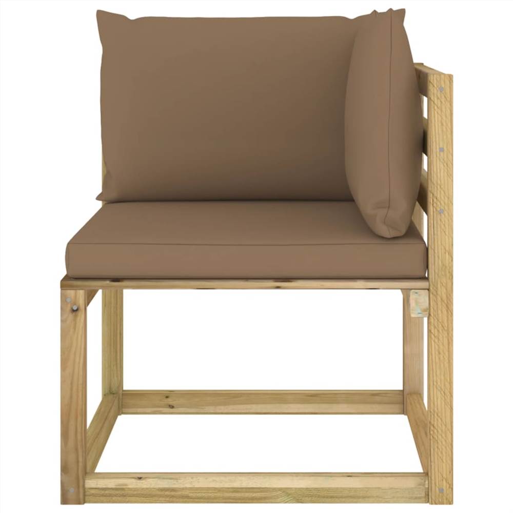 Garden Corner Sofa with Cushions Green Impregnated Pinewood