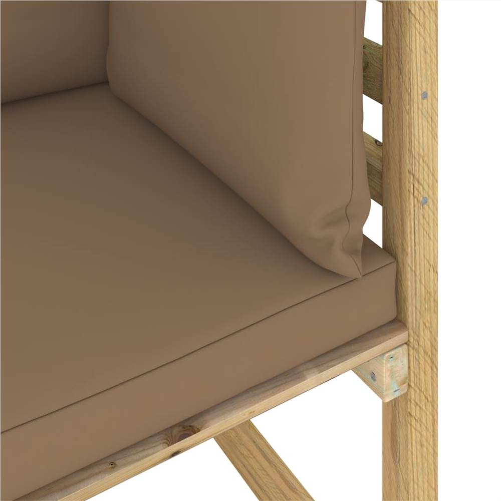Garden Corner Sofa with Cushions Green Impregnated Pinewood