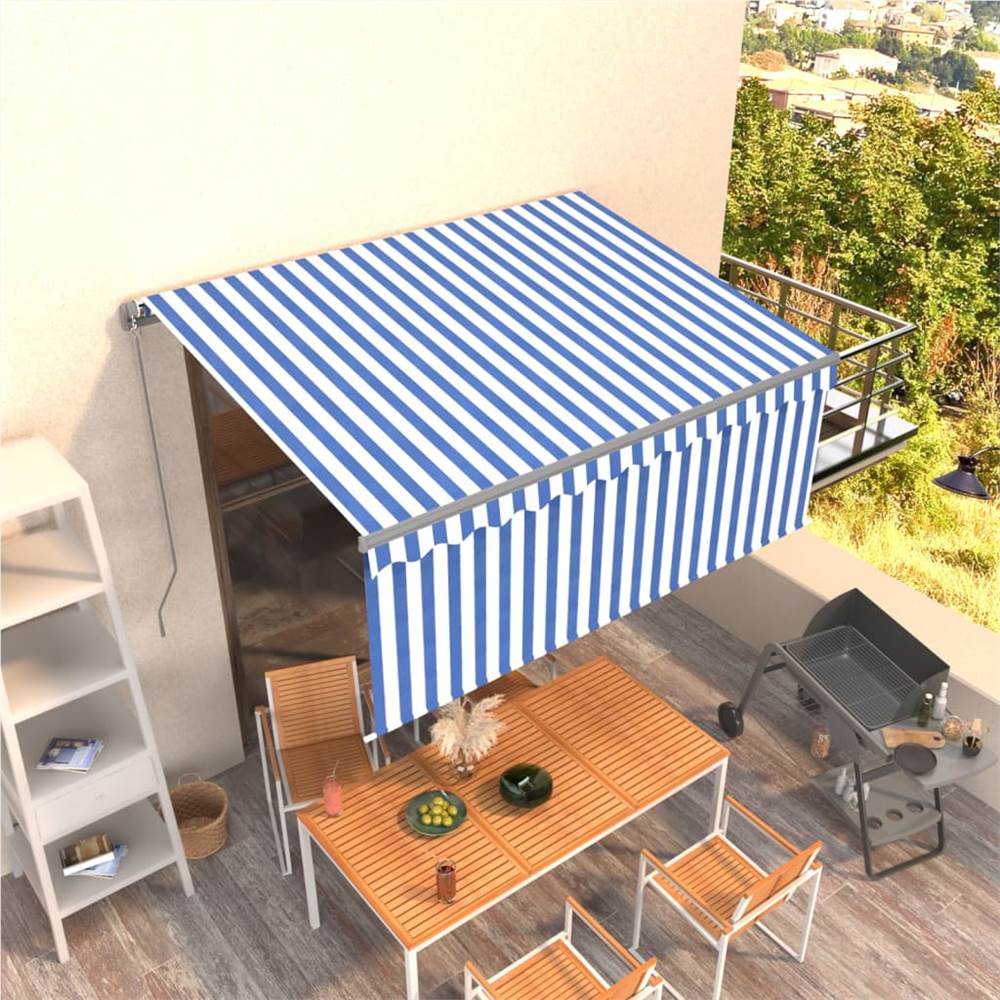 

Manual Retractable Awning with Blind 3.5x2.5m Blue&White