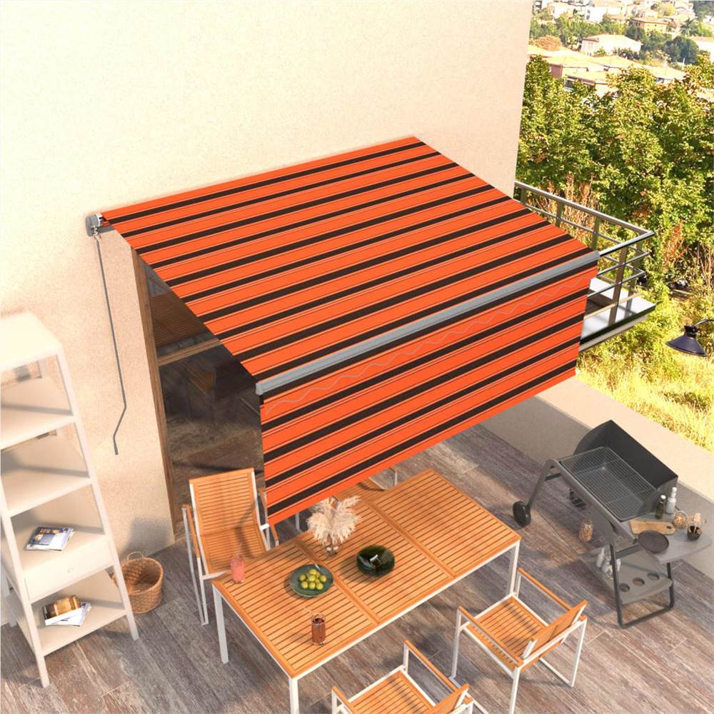 

Manual Retractable Awning with Blind 3.5x2.5m Orange&Brown