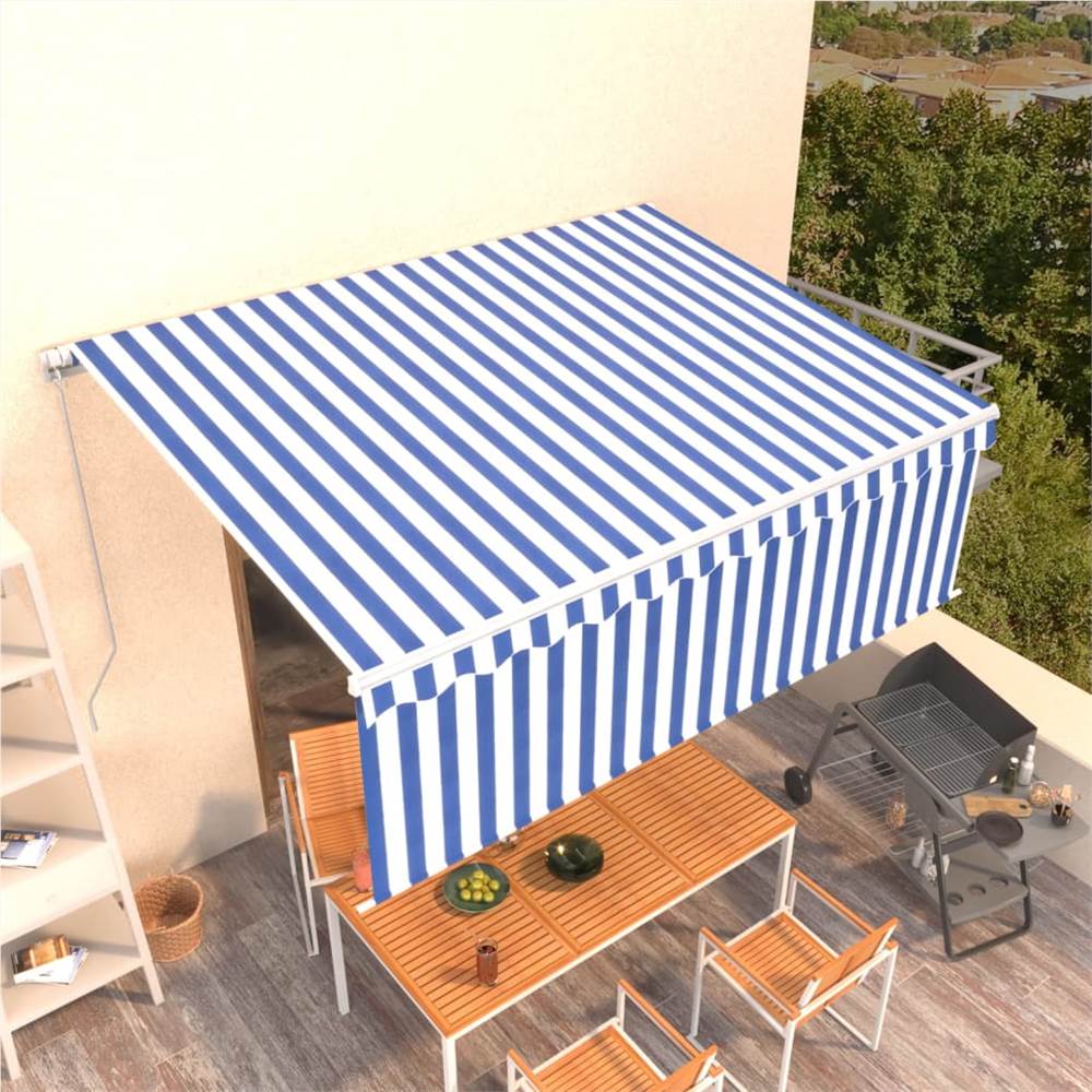 

Manual Retractable Awning with Blind 4.5x3m Blue&White