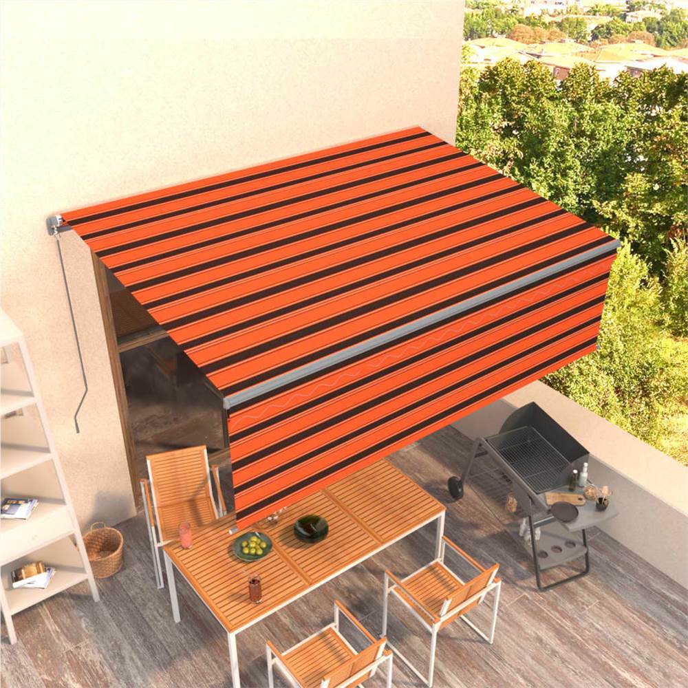 

Manual Retractable Awning with Blind 4.5x3m Orange&Brown