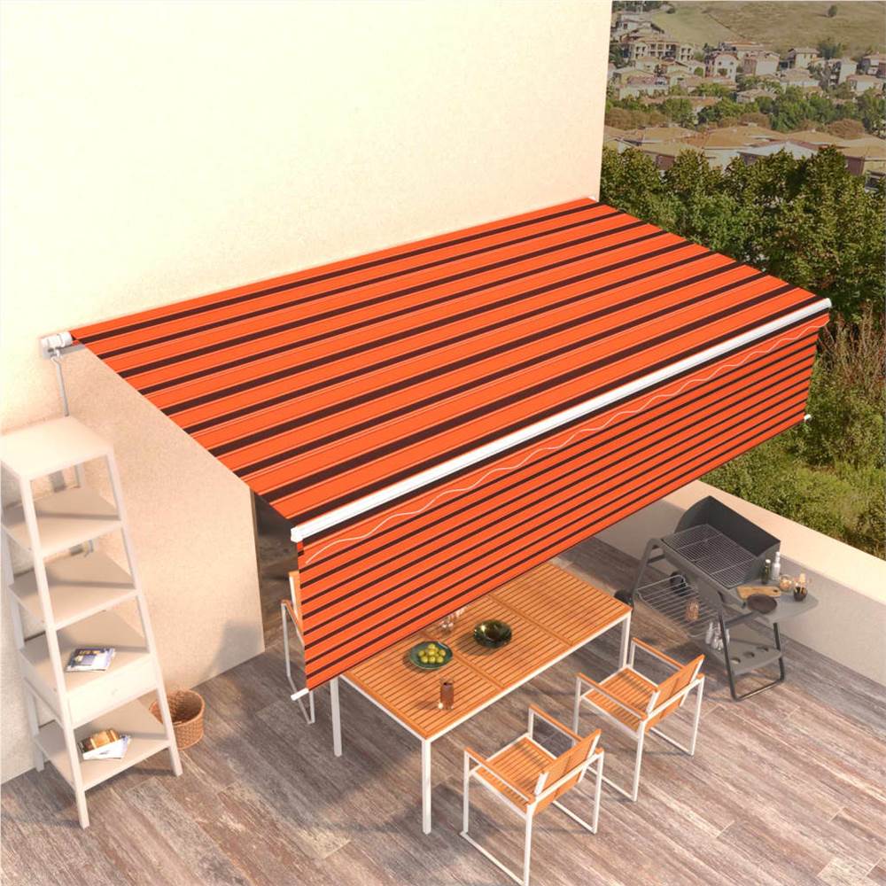 

Manual Retractable Awning with Blind 6x3m Orange&Brown