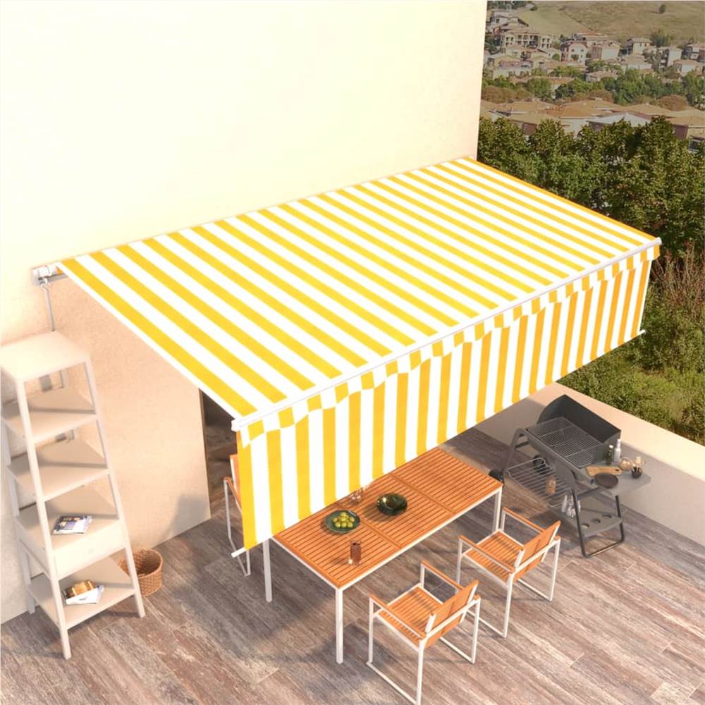 Manual Retractable Awning with Blind 6x3m Yellow&White