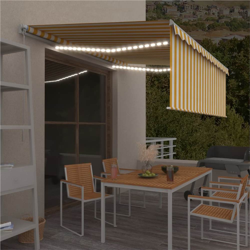 

Manual Retractable Awning with Blind&LED 4.5x3m Yellow&White