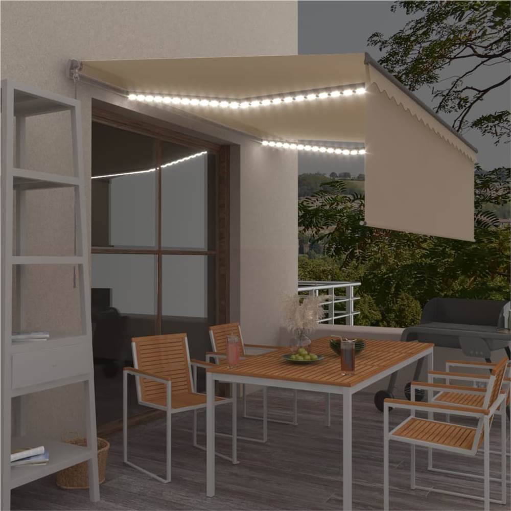 

Manual Retractable Awning with Blind&LED 4x3m Cream