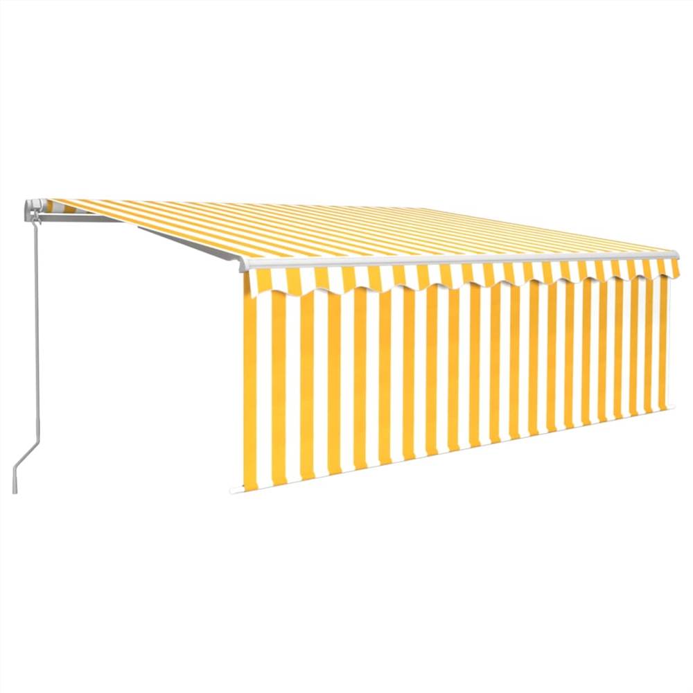 Manual Retractable Awning with Blind&LED 4x3m Yellow&White