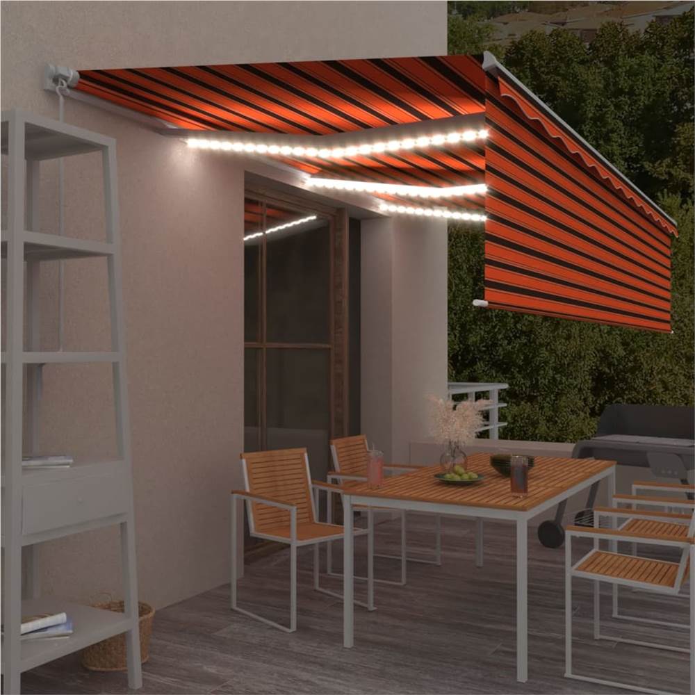 

Manual Retractable Awning with Blind&LED 6x3m Orange&Brown