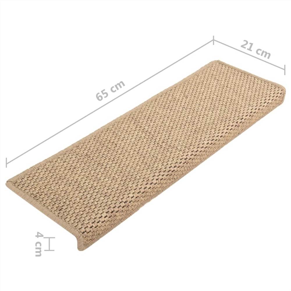 Self-adhesive Stair Mats Sisal-Look 15 pcs 65x25 cm Sand