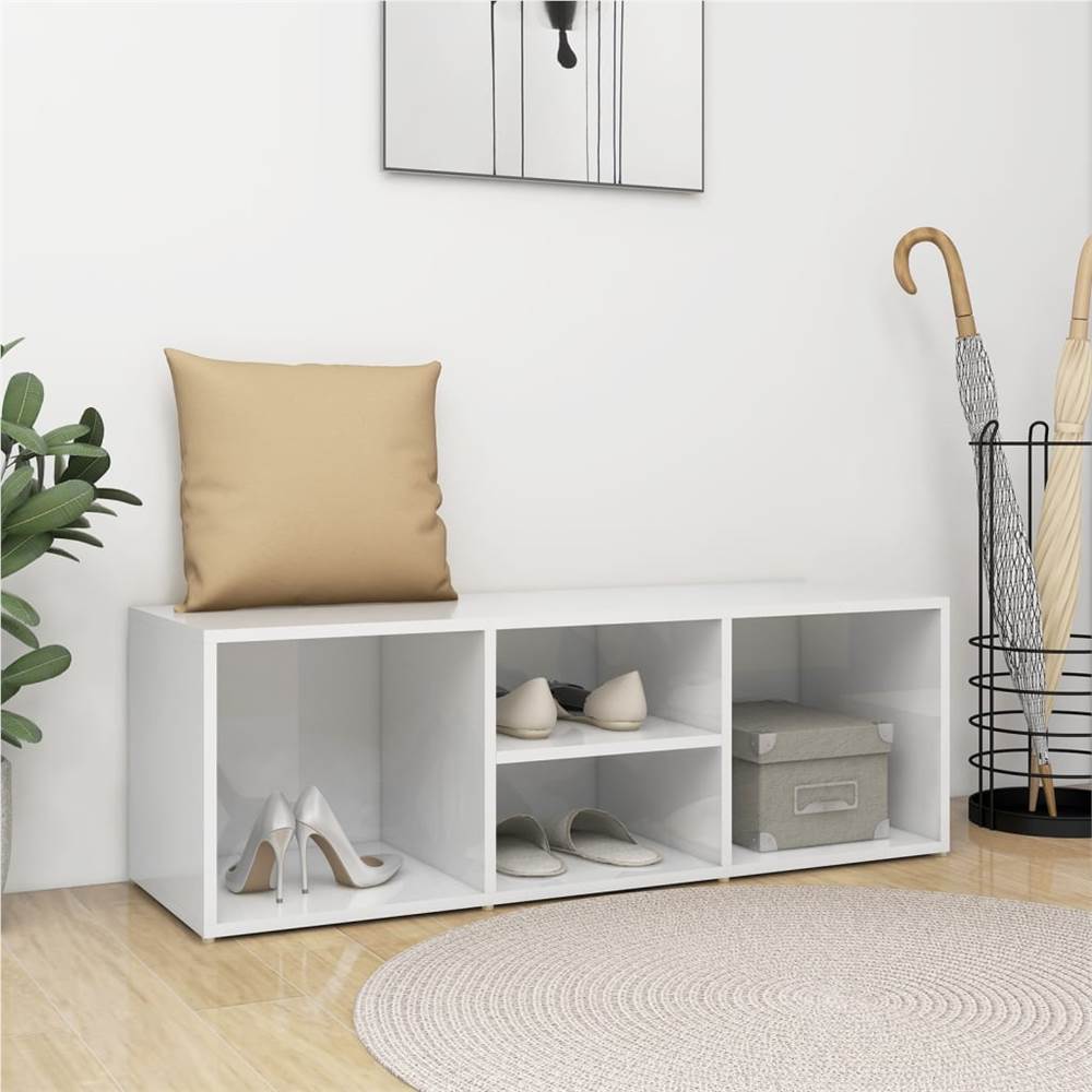 

Shoe Storage Bench High Gloss White 105x35x35 cm Chipboard