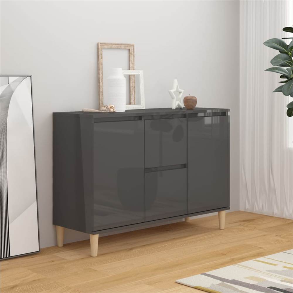 

Sideboard High Gloss Grey 103.5x35x70 cm Chipboard