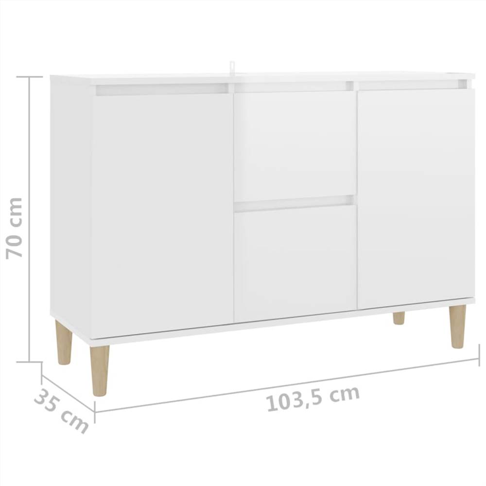 Sideboard High Gloss White 103.5x35x70 cm Chipboard