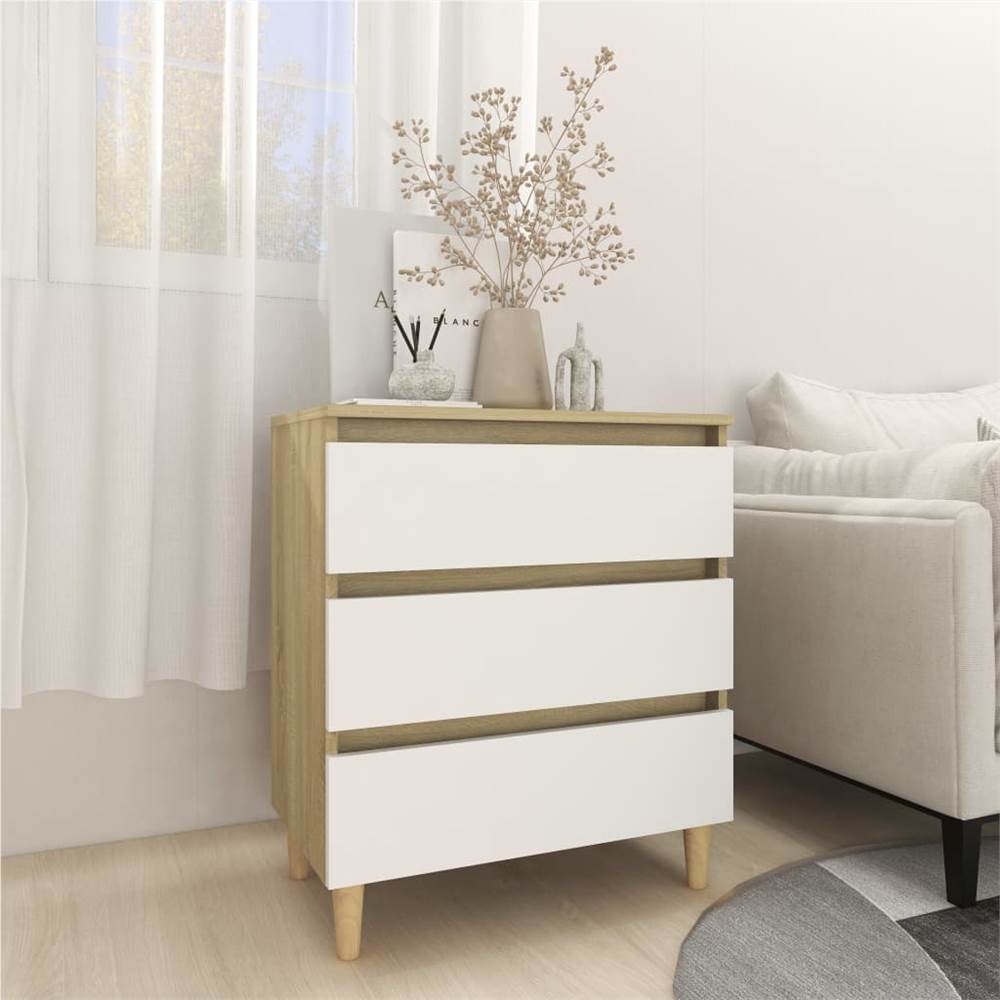 

Sideboard White and Sonoma Oak 60x35x69 cm Chipboard
