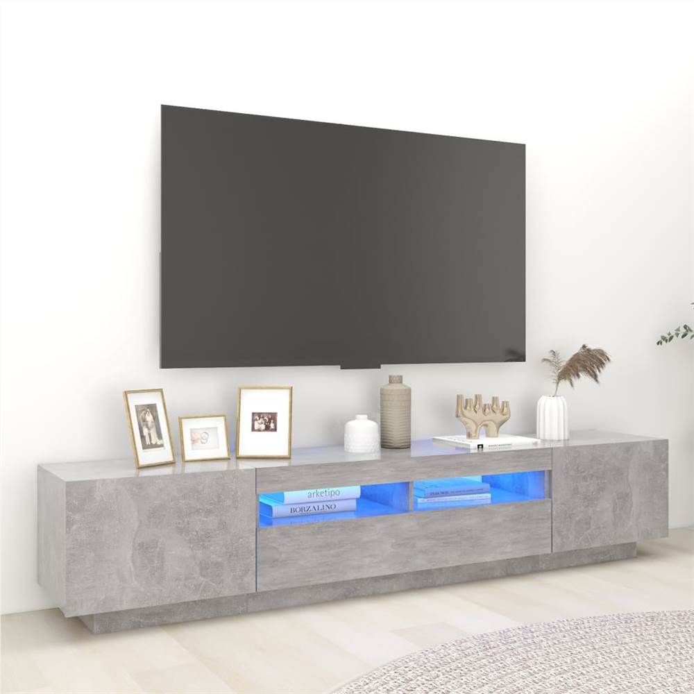 

TV Cabinet with LED Lights Concrete Grey 200x35x40 cm