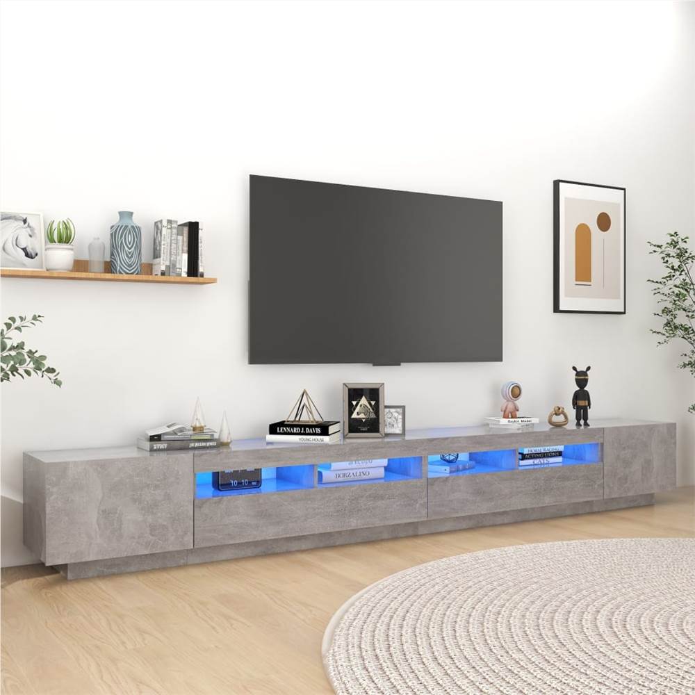 

TV Cabinet with LED Lights Concrete Grey 300x35x40 cm