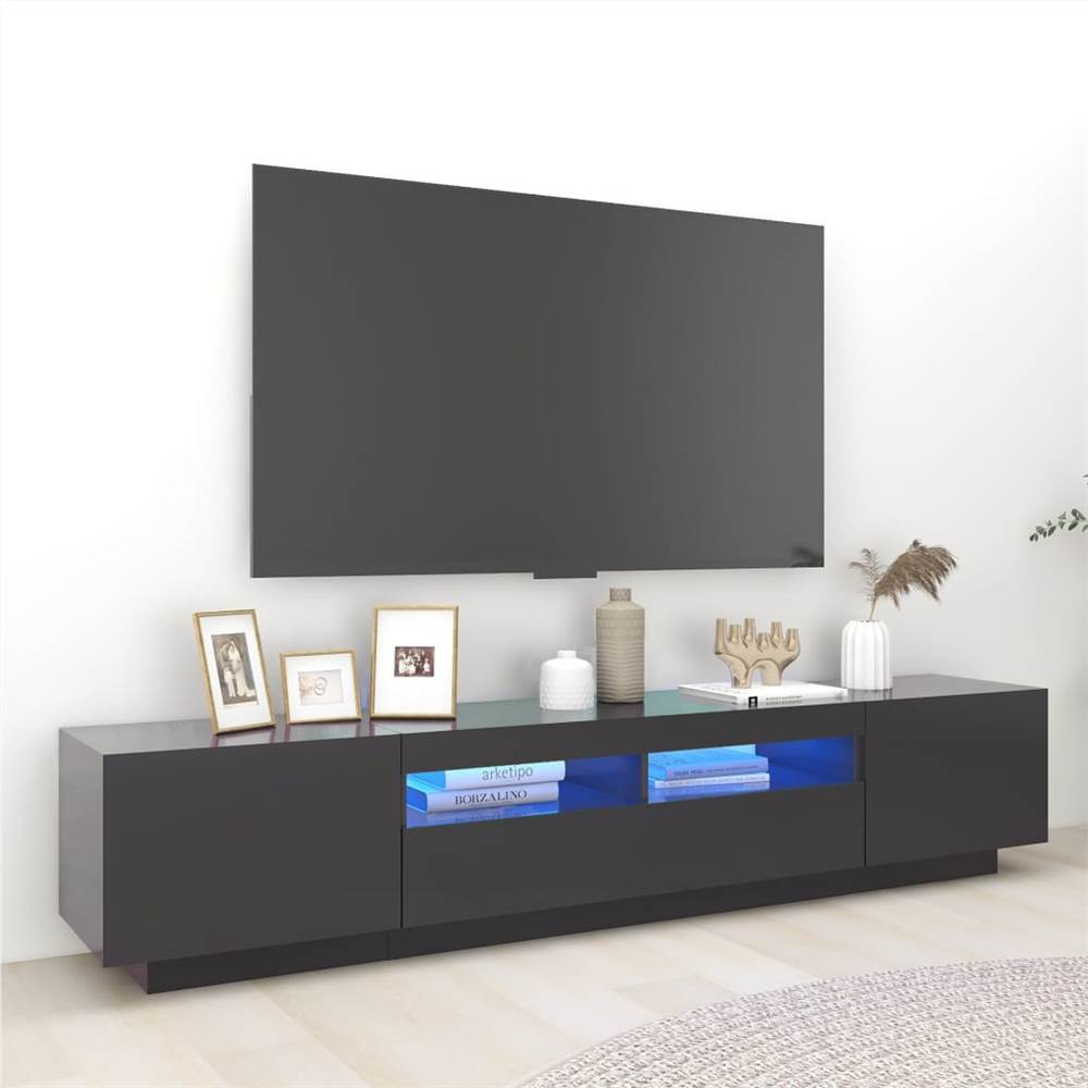 

TV Cabinet with LED Lights Grey 200x35x40 cm