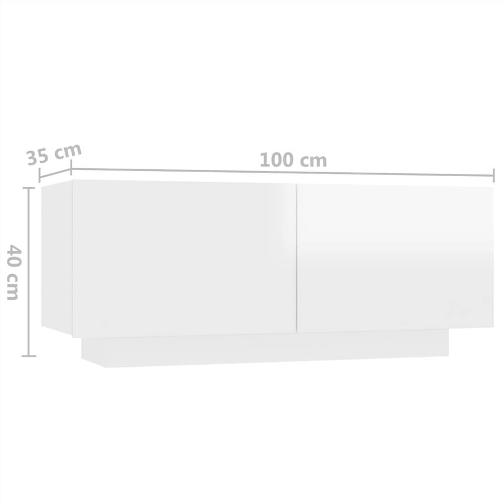 TV Cabinet with LED Lights High Gloss White 300x35x40 cm