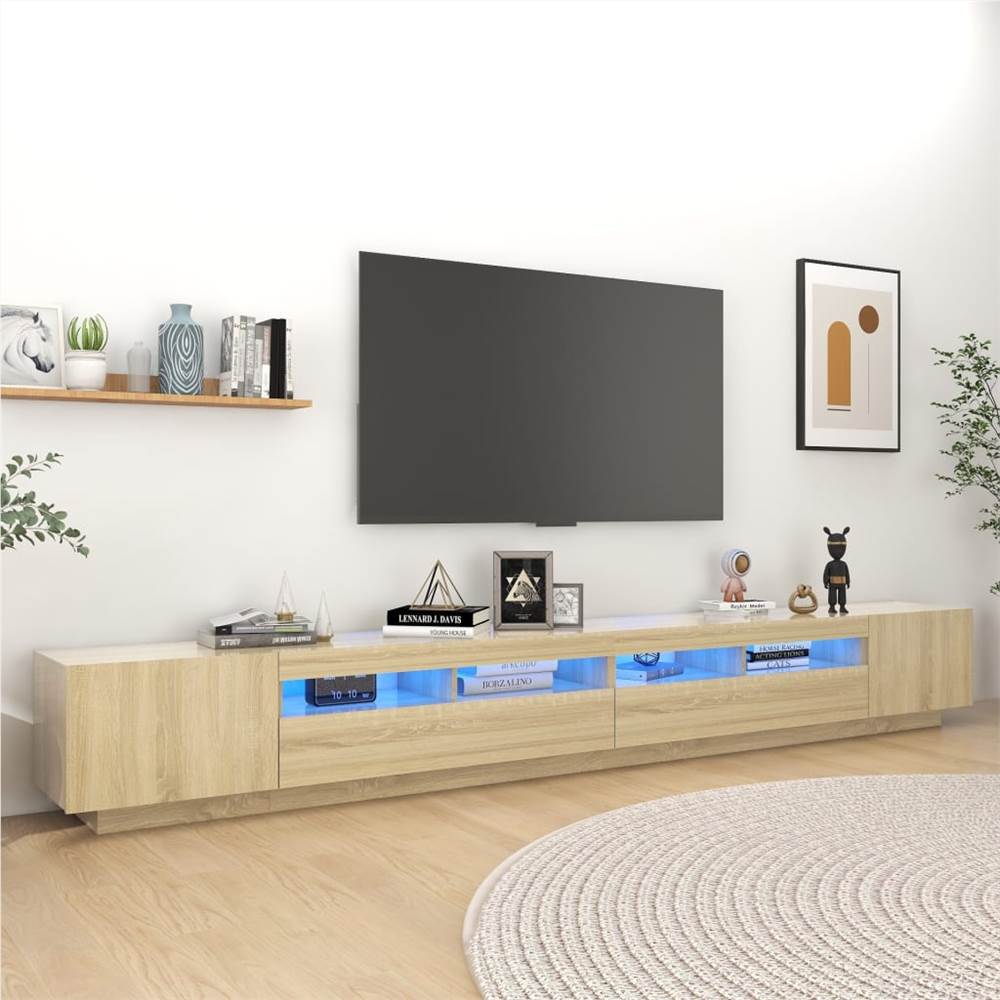 

TV Cabinet with LED Lights Sonoma Oak 300x35x40 cm