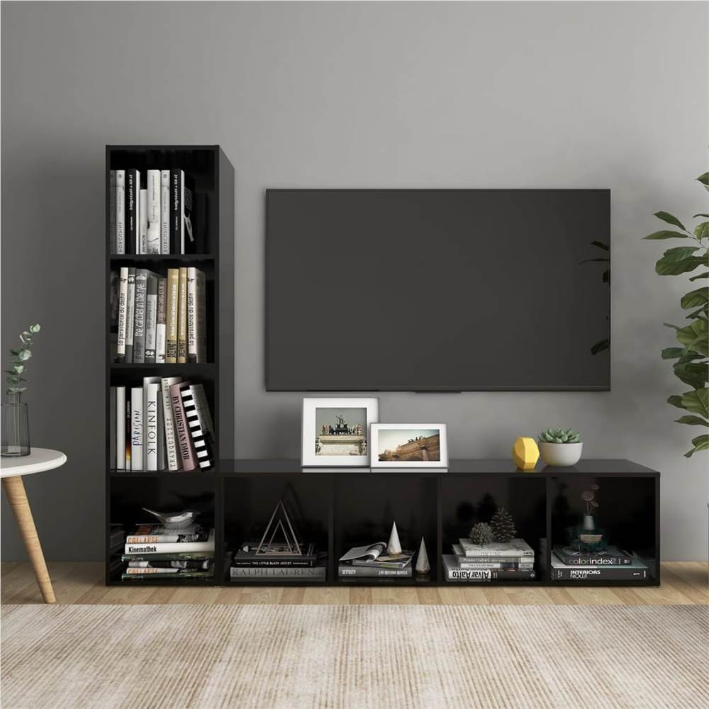 

TV Cabinets 2 pcs Black 142.5x35x36.5 cm Chipboard