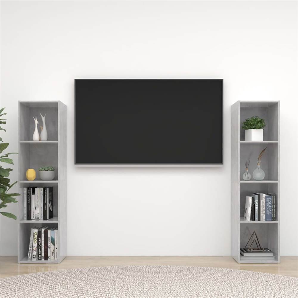 

TV Cabinets 2 pcs Concrete Grey 142.5x35x36.5 cm Chipboard