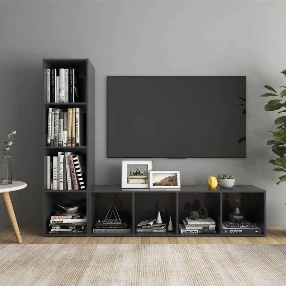 

TV Cabinets 2 pcs Grey 142.5x35x36.5 cm Chipboard